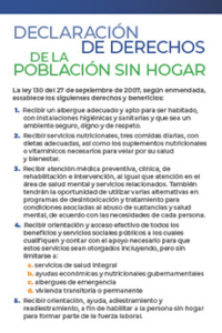 COC Tarjeta Declaración de Derechos de la Población Sin Hogar