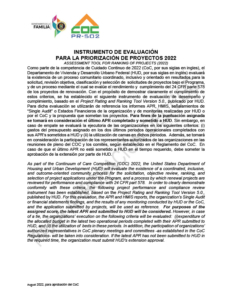 Instrumento de Evaluación para la Priorización de Proyectos 2022 (Assessment Tool for Ranking of Projects 2022)