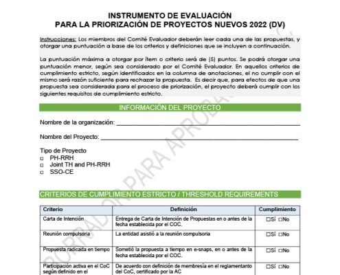Instrumento de Evaluación para la Priorización de Proyectos Nuevos 2022 (DV)