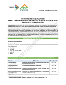 Instrumento de Evaluación para la Priorización de Proyectos Nuevos 2022 (por Bono Regular o Reasignación)