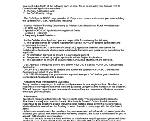 SPECIAL NOFO COC APPLICATION FY 22 COC PR502 - NOV012022