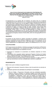 Segunda Solicitud de Propuestas de Servicios Profesionales para Evaluación de Cumplimiento de Resultados de los Proyectos Recipientes de Fondos CoC PR-502 y ESG