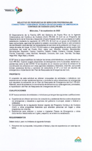 Solicitud de Propuestas - Asistencia Técnica y Consultoría en Situaciones de Emergencias Programa CoC