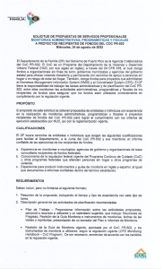 Solicitud de Propuestas de Servicios Profesionales - Monitorías Administrativas, Programáticas y Fiscales a Proyectos Recipientes de Fondos COC PR - 502