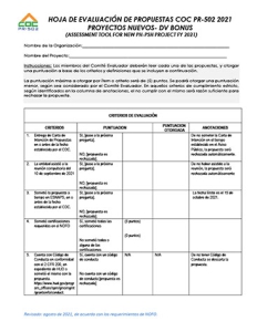 Instrumento de Evaluación Proyectos Nuevos DV Bonus 2021 - Assessment Tool for New Projects DV Bonus FY 2021
